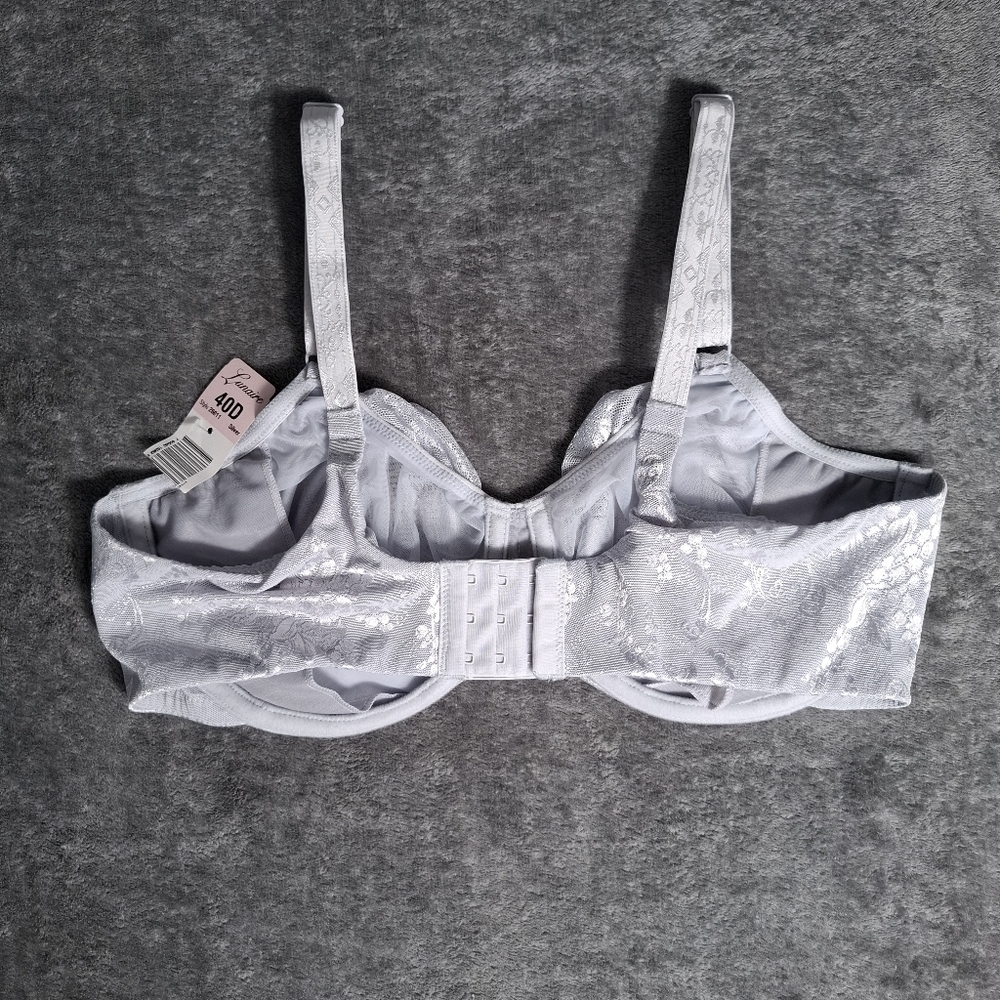 Lunaire Windsor  Lace Floral Satin Bra Underwire Silver 40D NWT - Picture 8 of 11